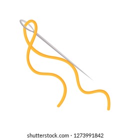 Metal Needle Bright Yellow Thread Hole Stock Vector (Royalty Free ...