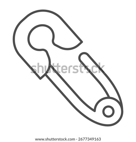 Metal needle pin thin line icon, sewing theme concept. Vector graphics. Pin tool, stationery sign on white background, outline style icon for mobile or web design