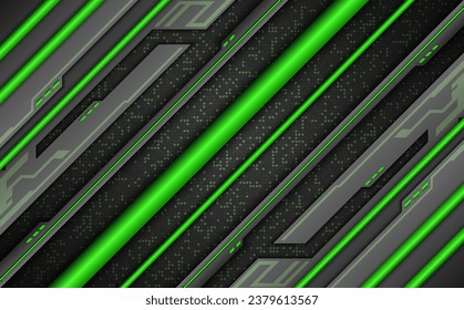 Metal and Neon Colored Green Futuristic Style Gaming Backdrop Abstract Technology Background For gamers and Video Streamers