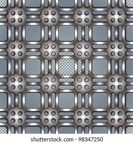 Metal netting texture beautiful pattern, seamless vector background.