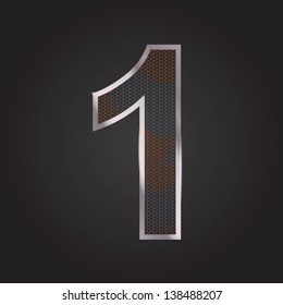 Metal number 1. Vector illustration