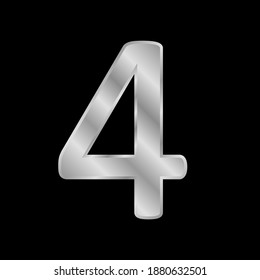 Metal number four symbol on black background. Vector illustration.