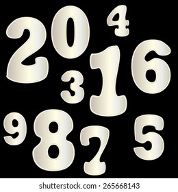 Metal Number set from 0 to 9. Vector illustration.  