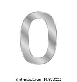 Metal number zero symbol on white background. Vector illustration.