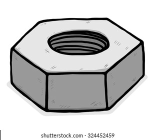 metal nuts / cartoon vector and illustration, grayscale, hand drawn style, isolated on white background.