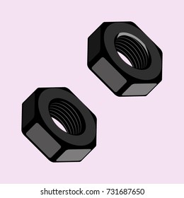 Metal nuts. The isolated image with 3D effect. Vector illustration EPS8.