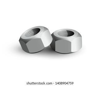 Metal nuts. Vector illustration isolated on white background.