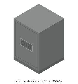 Metal office safe icon. Isometric of metal office safe vector icon for web design isolated on white background