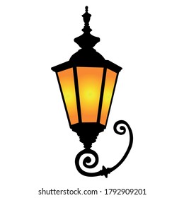 metal old ornate streetlight vector retro lamp silhoutte illustration 