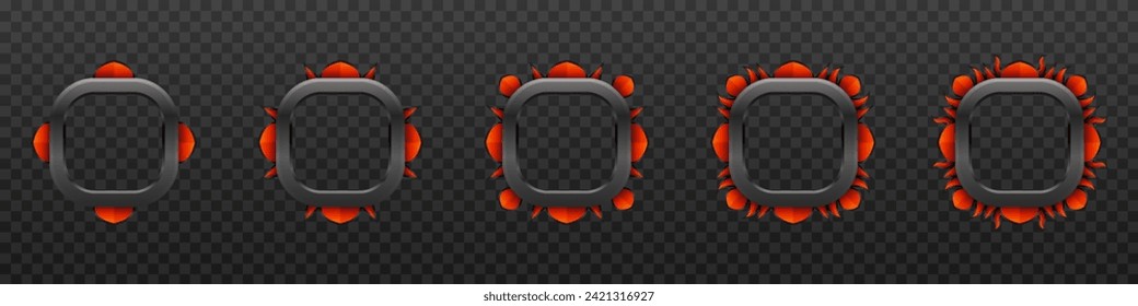 Metal and Orange Game GUI Avatar Banner Frames Set for Game UI Designs