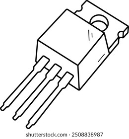 Transistor de efeito de campo semicondutor de óxido metálico. Ícone de contorno de vetor.