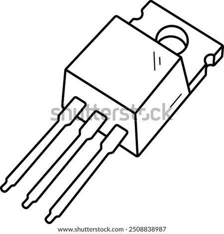 Metal oxide semiconductor field effect transistor. Vector outline icon.