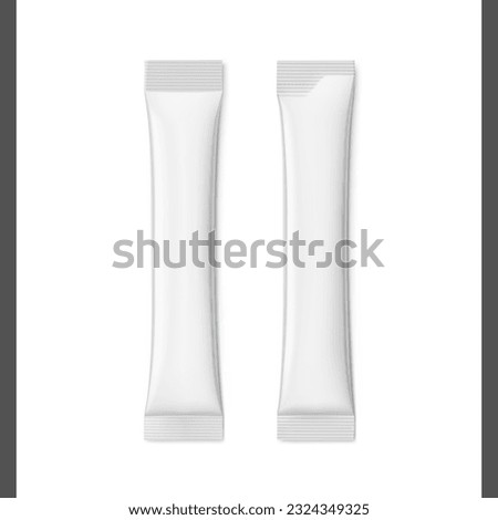 Metal package stick mockup. Set of stick with different corners.  Vector illustration isolated on white background. Can be use for food, cosmetic, medicine and etc. EPS10.	