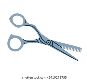 Metal Pair of Scissors as Professional Hairdressing Tool and Accessory for Hairdo Vector Illustration