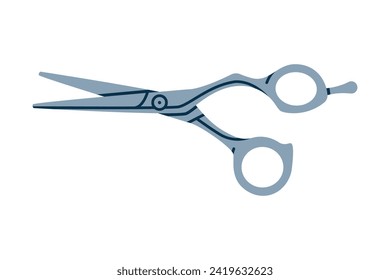 Metal Pair of Scissors as Professional Hairdressing Tool and Accessory for Hairdo Vector Illustration