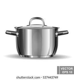 Metal pan realistic. Preparation wholesome food. Cooking. Kitchen tools.