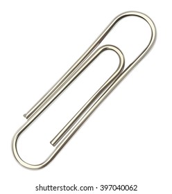 Metal paper clip on white background illustration