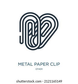 metal paper clip thin line icon. metal, paper linear icons from other concept isolated outline sign. Vector illustration symbol element for web design and apps.