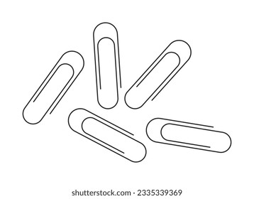 Metal paper clips flat monochrome isolated vector object. Hold sheets of paper together. Editable black and white line art drawing. Simple outline spot illustration for web graphic design