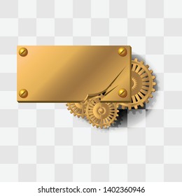 Metal patch bolted to the screws. Vector illustration.