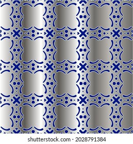 patrón metálico sobre fondo azul. 