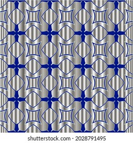 patrón metálico sobre fondo azul. 
