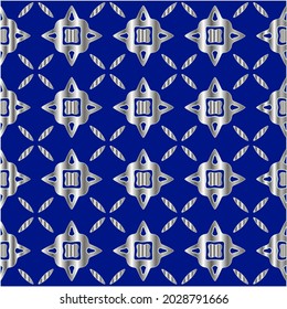 metal pattern on a blue background. 
