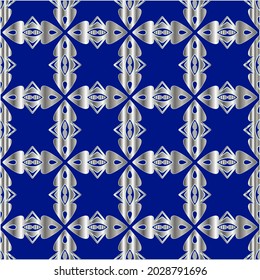 metal pattern on a blue background. 