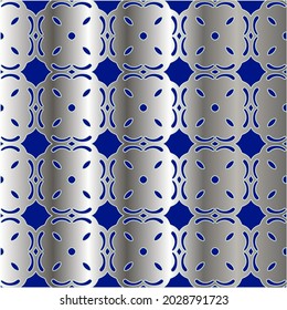 patrón metálico sobre fondo azul. 
