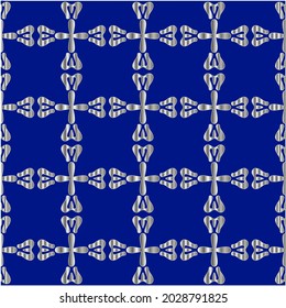 metal pattern on a blue background. 