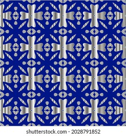 metal pattern on a blue background. 
