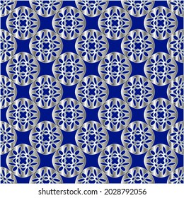 patrón metálico sobre fondo azul. 
