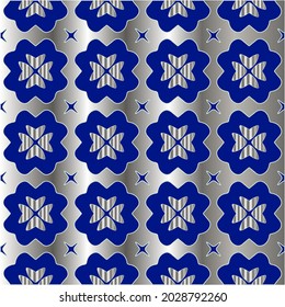patrón metálico sobre fondo azul. 
