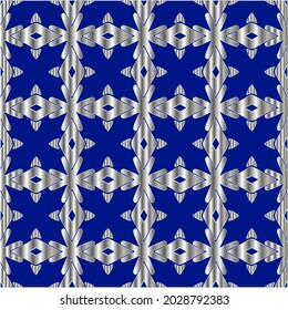 patrón metálico sobre fondo azul. 
