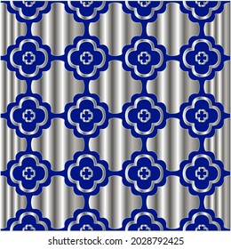 metal pattern on a blue background. 

