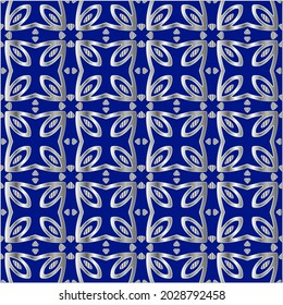 patrón metálico sobre fondo azul. 
