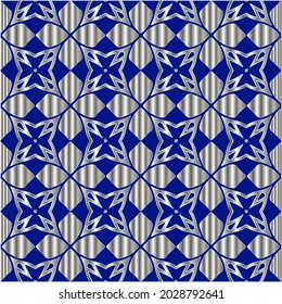 metal pattern on a blue background. 