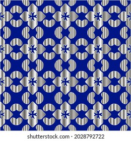 metal pattern on a blue background. 
