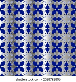 patrón metálico sobre fondo azul. 
