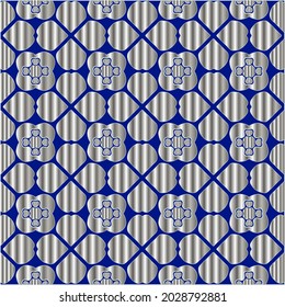 metal pattern on a blue background. 
