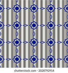 metal pattern on a blue background. 