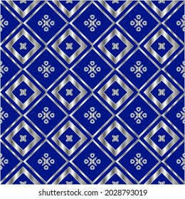 metal pattern on a blue background. 