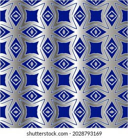 patrón metálico sobre fondo azul. 