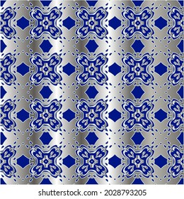 metal pattern on a blue background. 