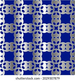 metal pattern on a blue background. 