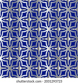 metal pattern on a blue background.  pattern for fabric, wallpaper, packaging. Decorative print.
