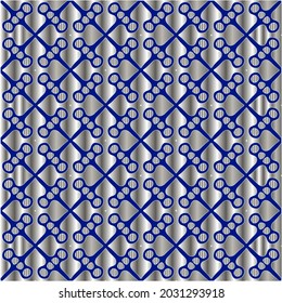 patrón metálico sobre fondo azul.  patrón para tela, papel pintado, embalaje. Impresión decorativa.