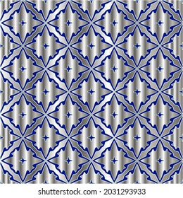 metal pattern on a blue background.  pattern for fabric, wallpaper, packaging. Decorative print.