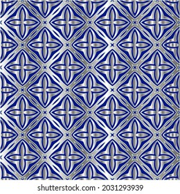 metal pattern on a blue background.  pattern for fabric, wallpaper, packaging. Decorative print.