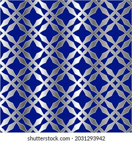 patrón metálico sobre fondo azul.  patrón para tela, papel pintado, embalaje. Impresión decorativa.